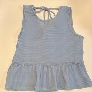 Light Blue Girl’s M Tank Top with Ruffle Hem